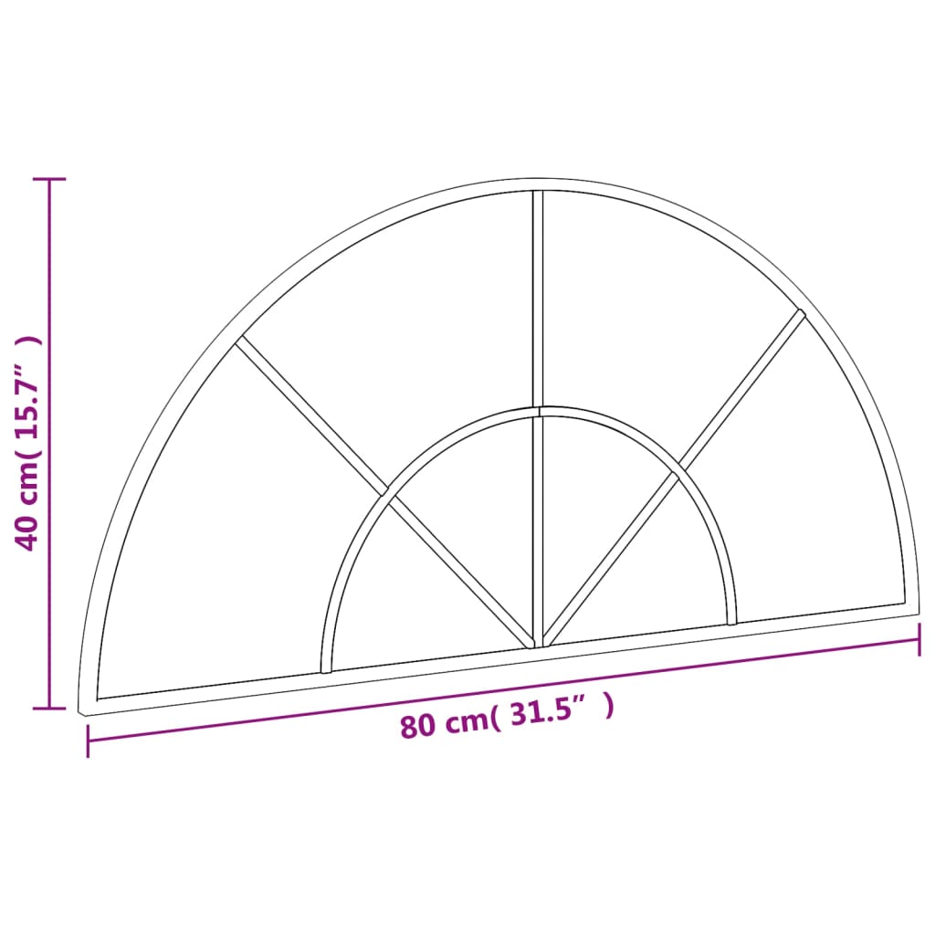 Specchio da Parete Nero 80x40 cm Arco in Ferro | homemem39
