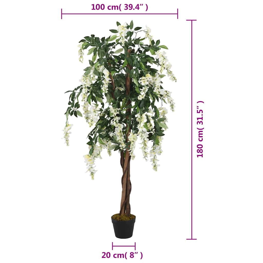 Glicine Artificiale 1260 Foglie 180 cm Verde e Bianco | homemem39