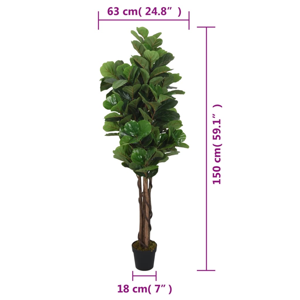Albero Ficus Lyrata 180 Foglie 150 cm Verde