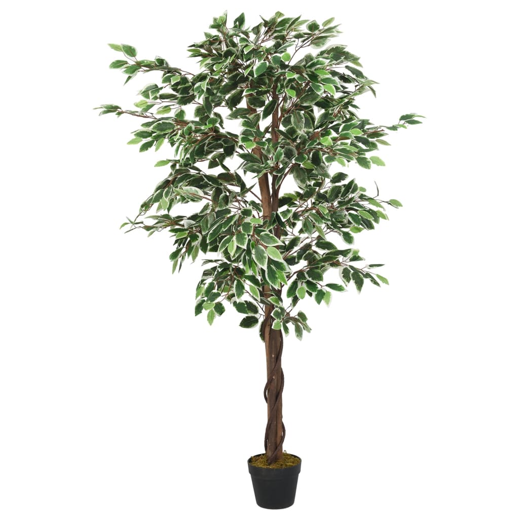 Albero di Ficus Artificiale 630 Foglie 120 cm Verde