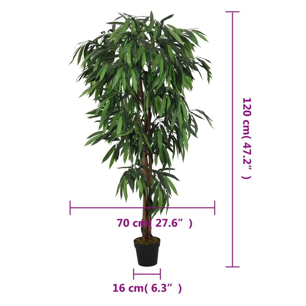 Albero Mango Artificiale 450 Foglie 120 cm Verde - homemem39