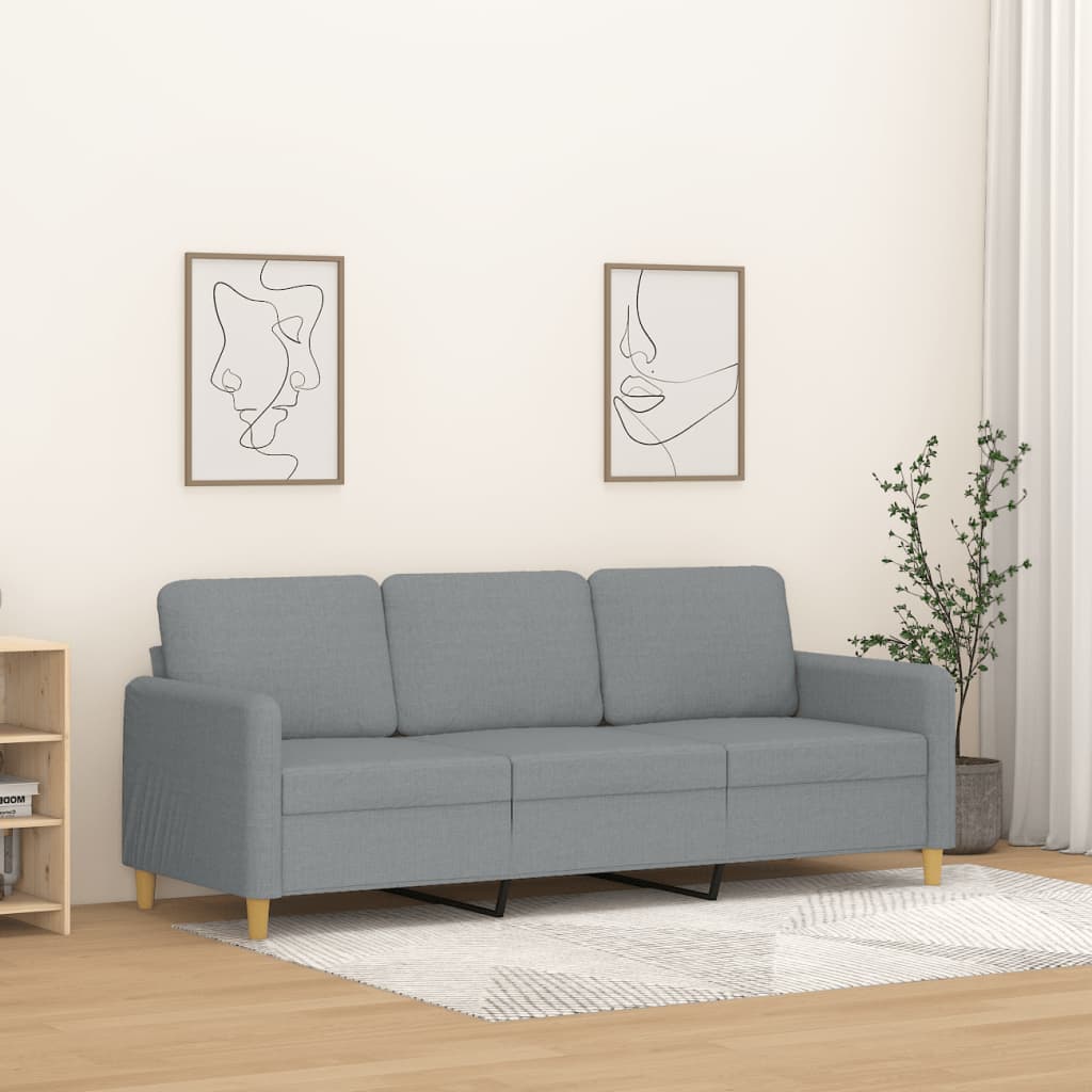 Divano a 3 Posti Grigio Chiaro 180 cm in Tessuto | homemem39