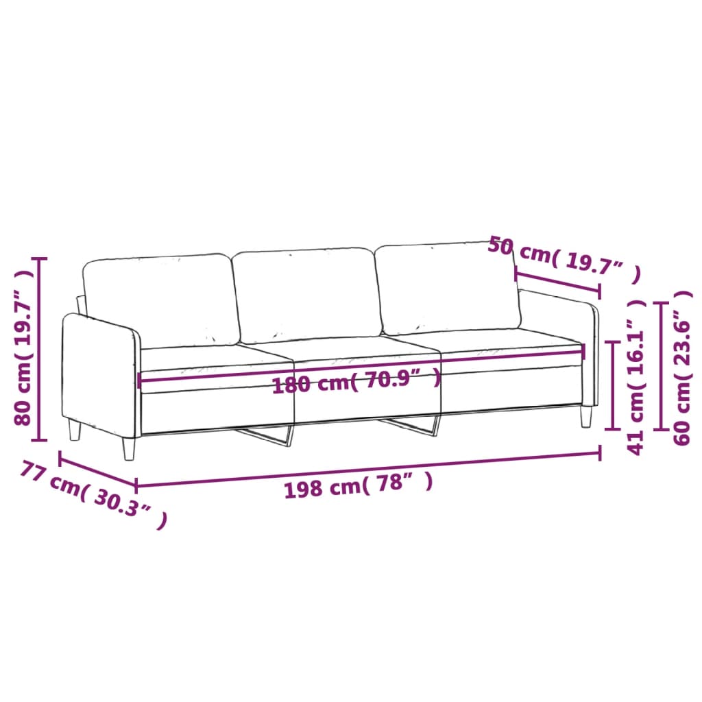 Divano a 3 Posti Crema 180 cm in Tessuto | homemem39