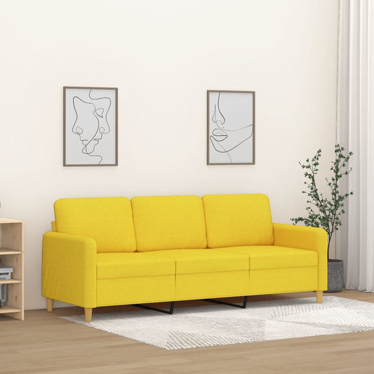 Divano a 3 Posti Giallo Chiaro 180 cm in Tessuto | homemem39