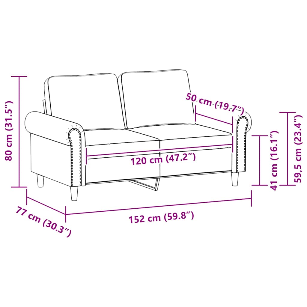 Divano a 2 Posti Crema 120 cm in Similpelle | homemem39