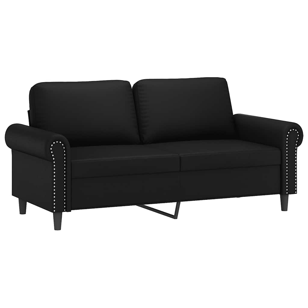 Divano a 2 Posti Nero 140 cm in Similpelle | homemem39