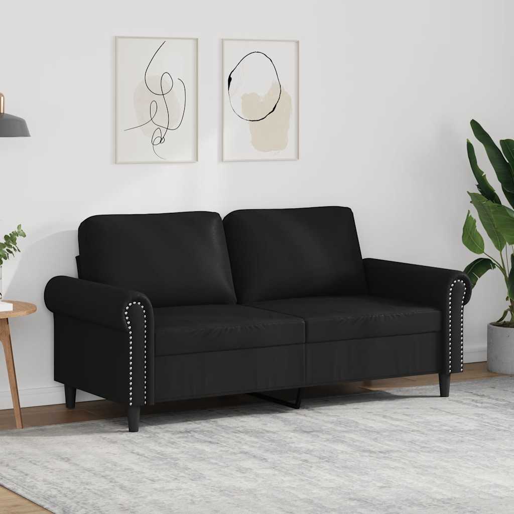 Divano a 2 Posti Nero 140 cm in Similpelle | homemem39