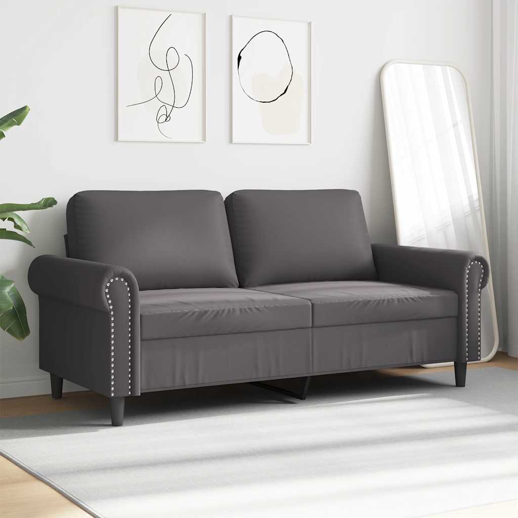 Divano a 2 Posti Grigio 140 cm in Similpelle | homemem39