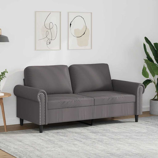 Divano a 2 Posti Grigio 140 cm in Similpelle