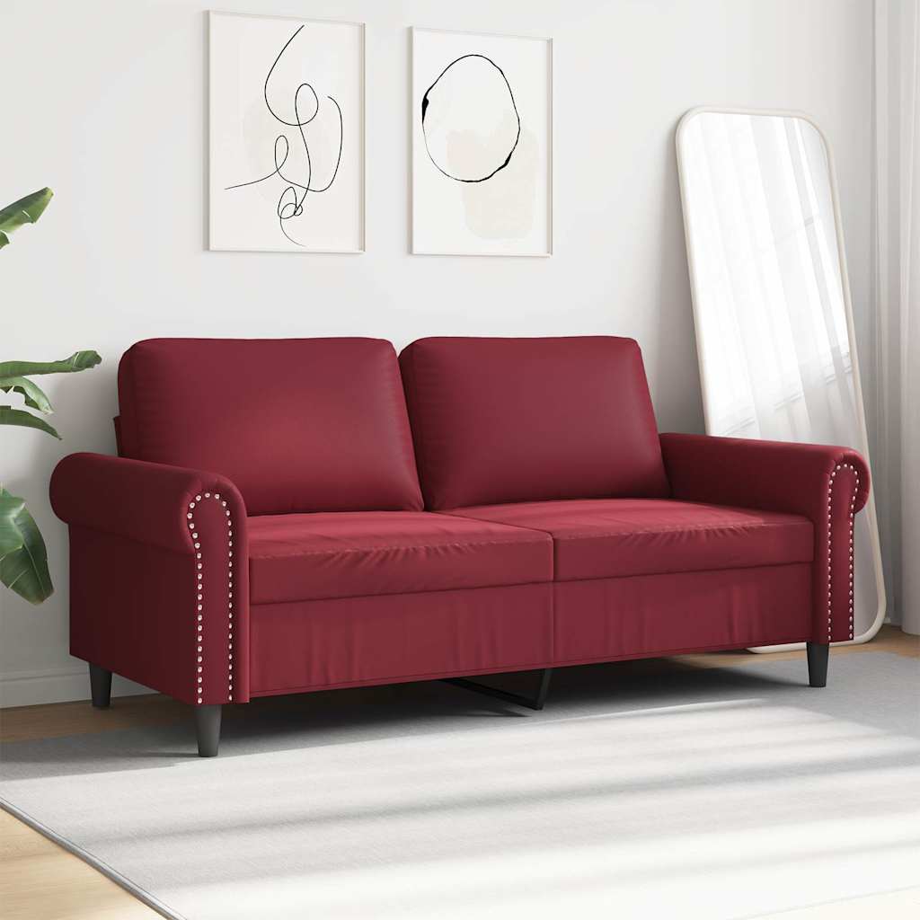 Divano a 2 Posti Rosso Vino 140 cm in Similpelle | homemem39