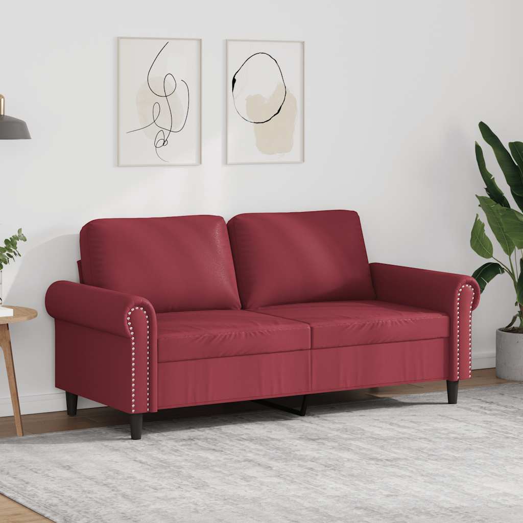 Divano a 2 Posti Rosso Vino 140 cm in Similpelle | homemem39