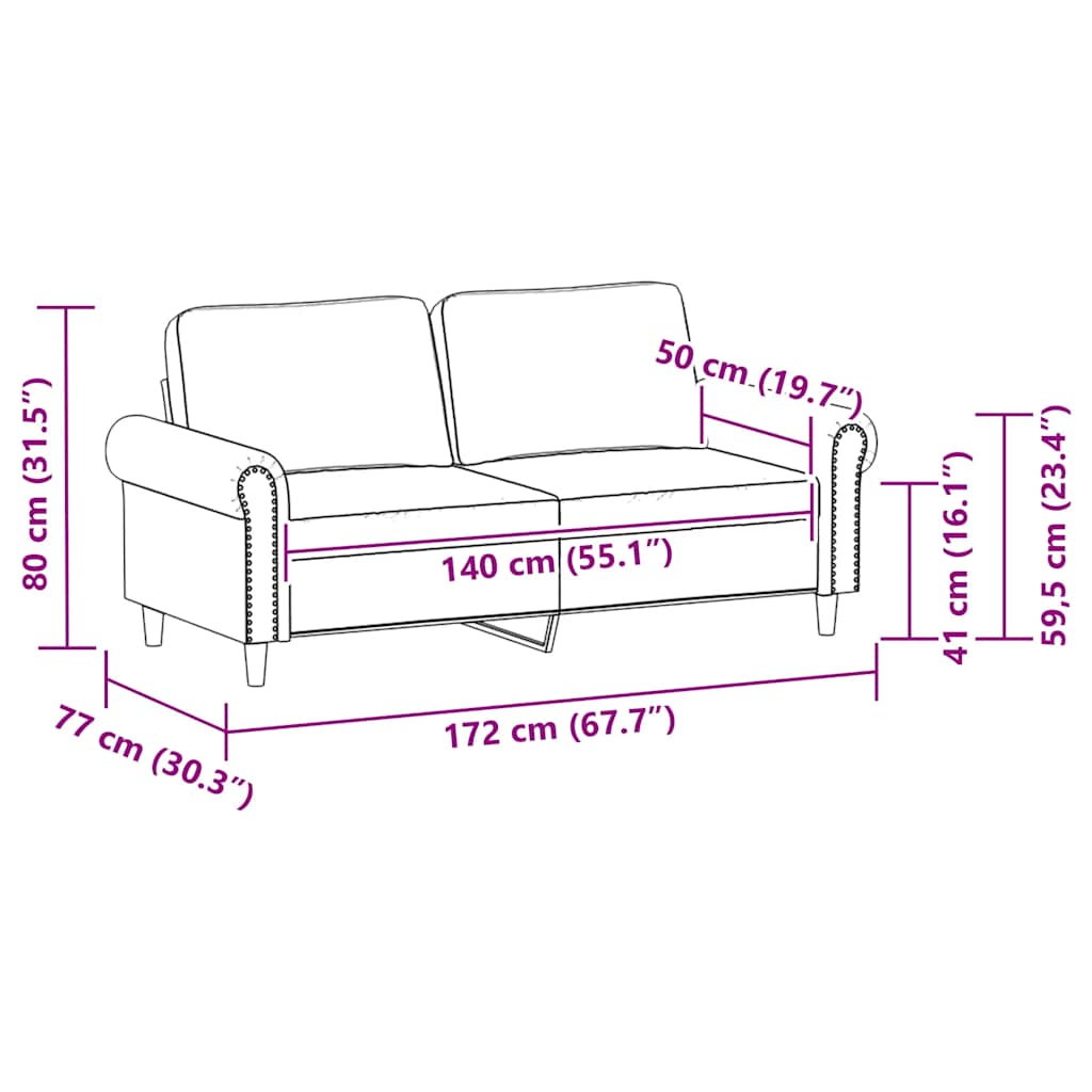 Divano a 2 Posti Cappuccino 140 cm in Similpelle | homemem39