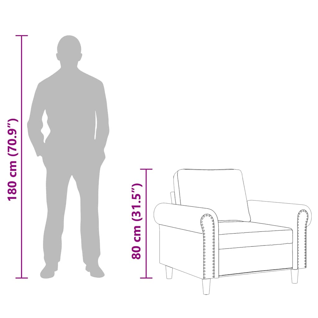 Poltrona Grigio Scuro 60 cm Velluto