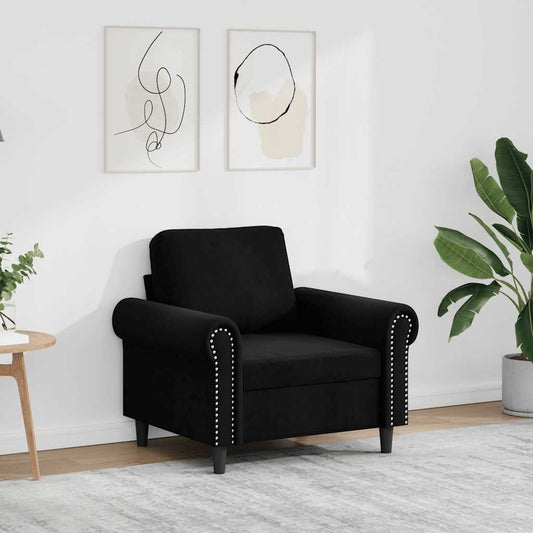 Poltrona Nero 60 cm Velluto | homemem39