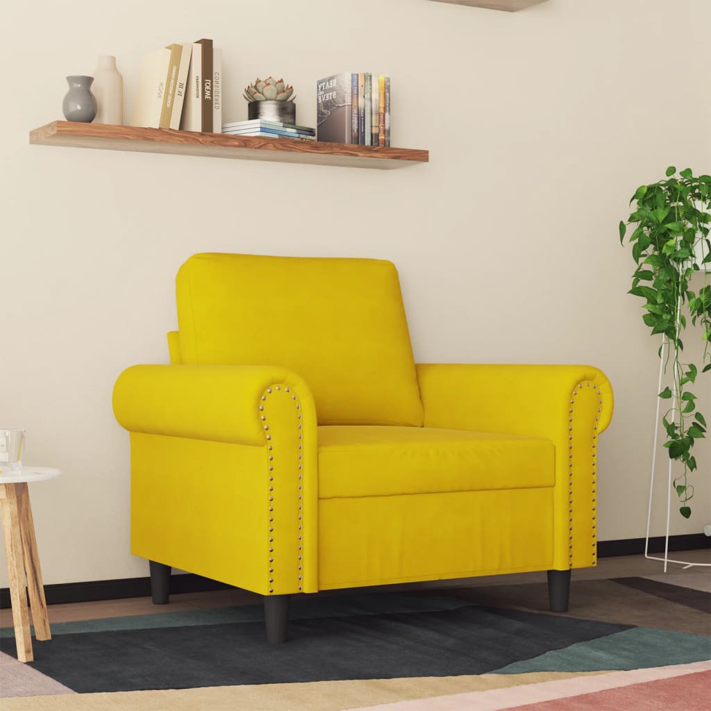 Poltrona Giallo 60 cm Velluto - homemem39