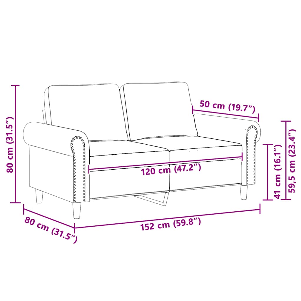 Divano a 2 Posti grigio scuro 120 cm in Velluto | homemem39