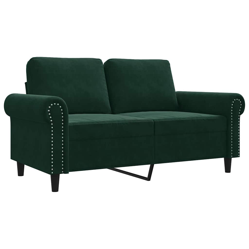 Divano a 2 Posti Verde Scuro 120 cm in Velluto | homemem39