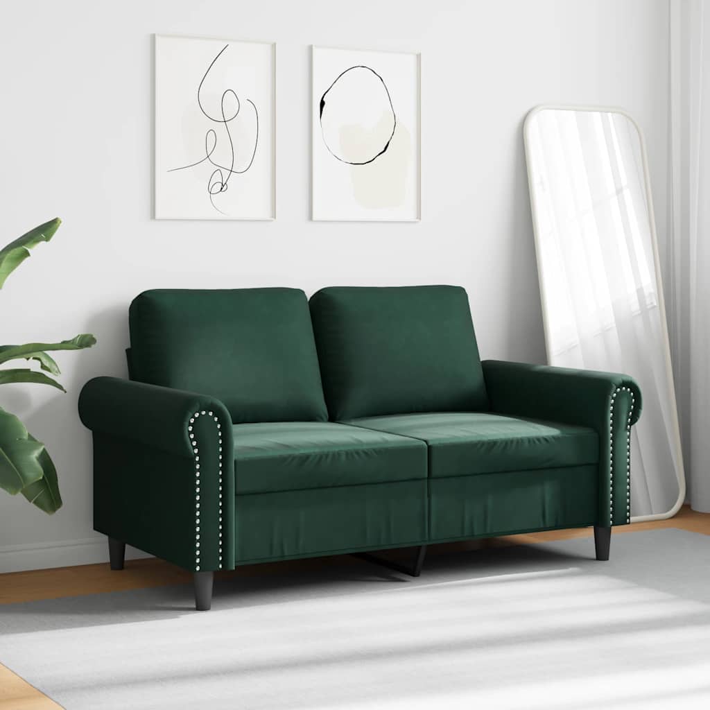 Divano a 2 Posti Verde Scuro 120 cm in Velluto | homemem39