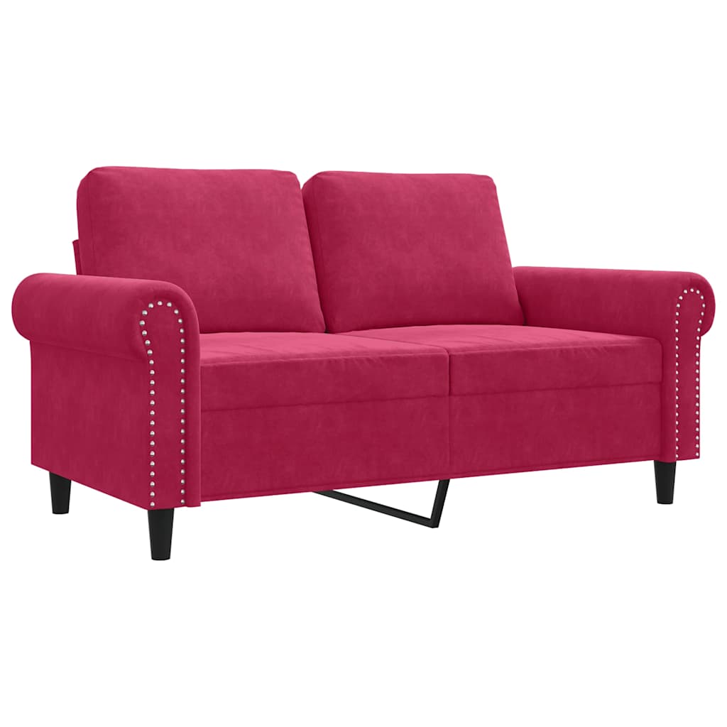 Divano a 2 Posti Rosso Vino 120 cm in Velluto | homemem39