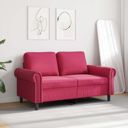Divano a 2 Posti Rosso Vino 120 cm in Velluto | homemem39