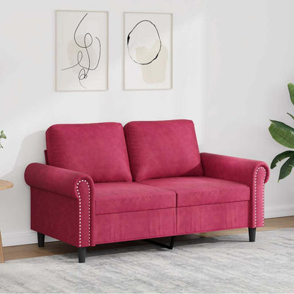 Divano a 2 Posti Rosso Vino 120 cm in Velluto | homemem39