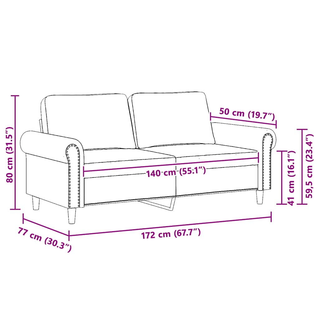 Divano a 2 Posti Grigio Chiaro 140 cm in Velluto | homemem39