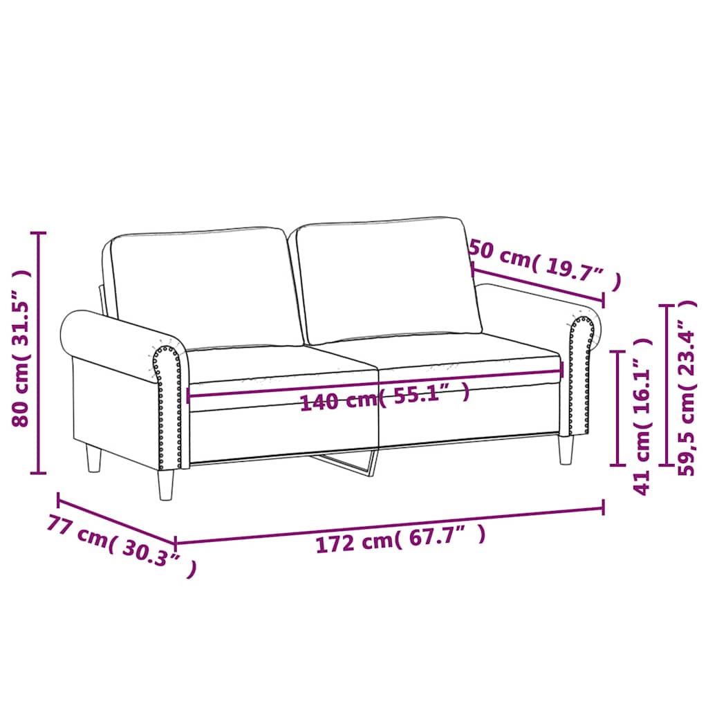 Divano a 2 Posti grigio scuro140 cm in Velluto | homemem39