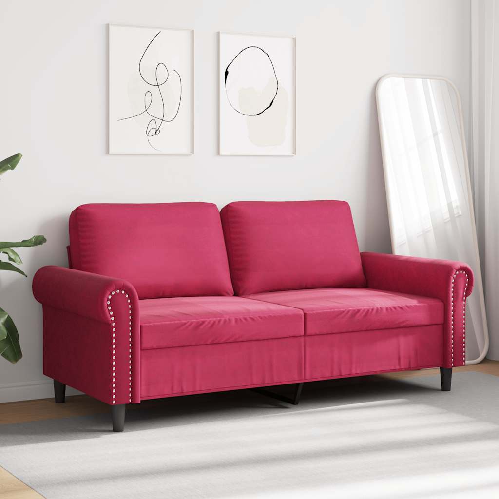 Divano a 2 Posti Rosso Vino 140 cm in Velluto | homemem39