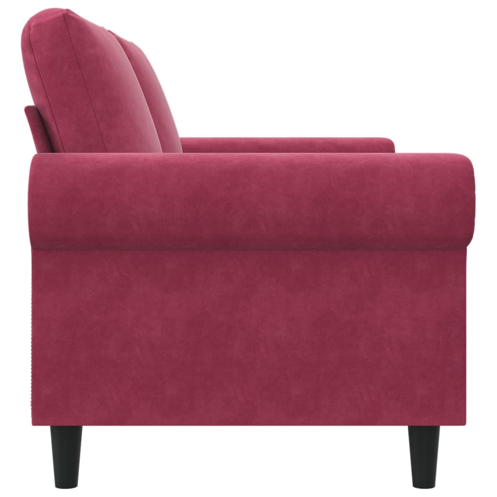 Divano a 2 Posti Rosso Vino 140 cm in Velluto - homemem39