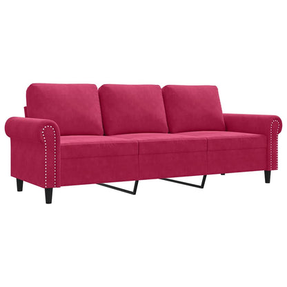 Divano a 3 Posti Rosso Vino 180 cm in Velluto | homemem39
