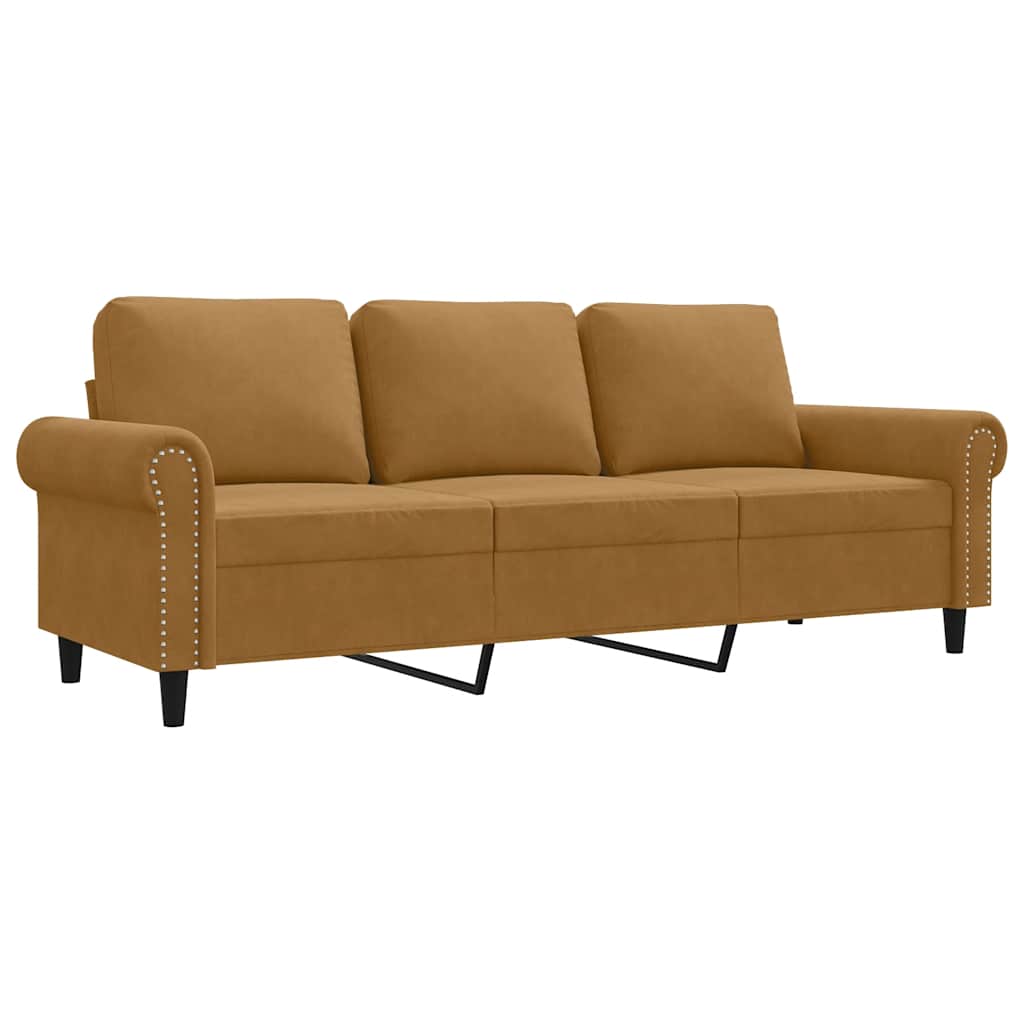 Divano a 3 Posti Marrone 180 cm in Velluto | homemem39