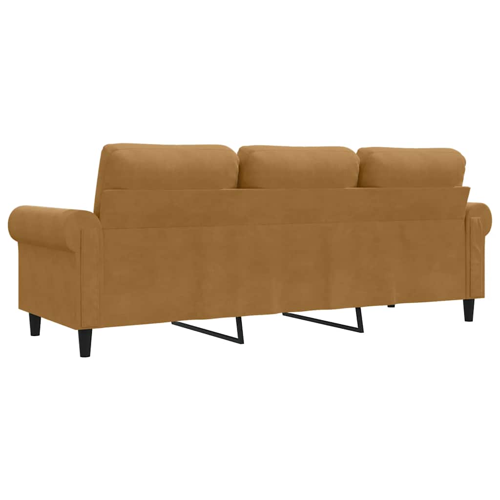 Divano a 3 Posti Marrone 180 cm in Velluto | homemem39