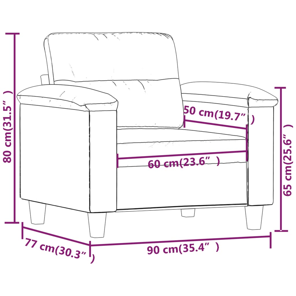 Poltrona Grigio Chiaro 60 cm in Tessuto Microfibra - homemem39