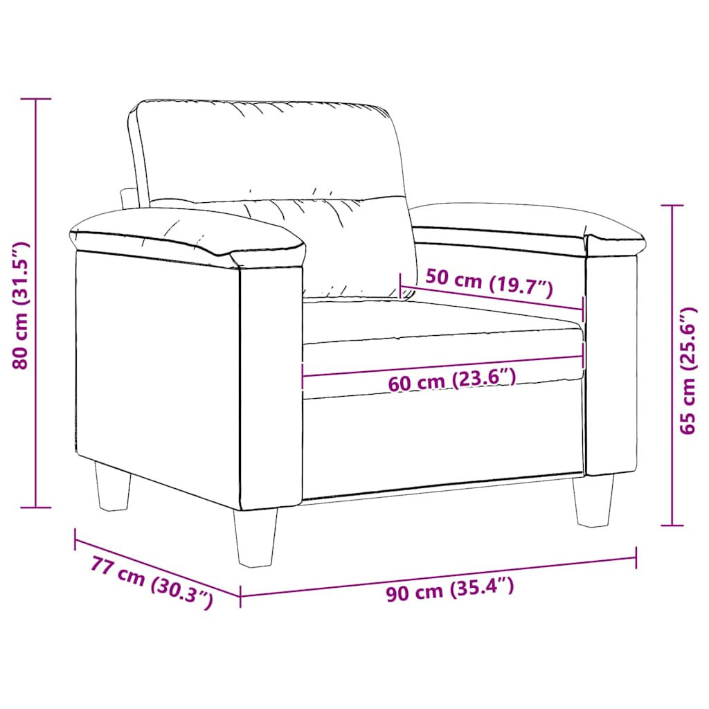 Poltrona Grigio Chiaro 60 cm in Tessuto Microfibra