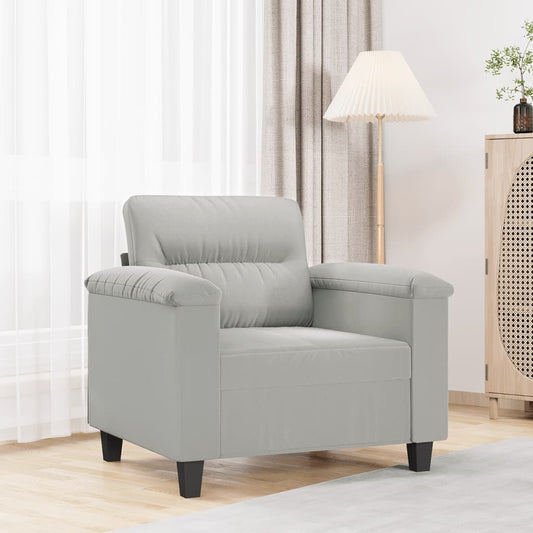 Poltrona Grigio Chiaro 60 cm in Tessuto Microfibra - homemem39