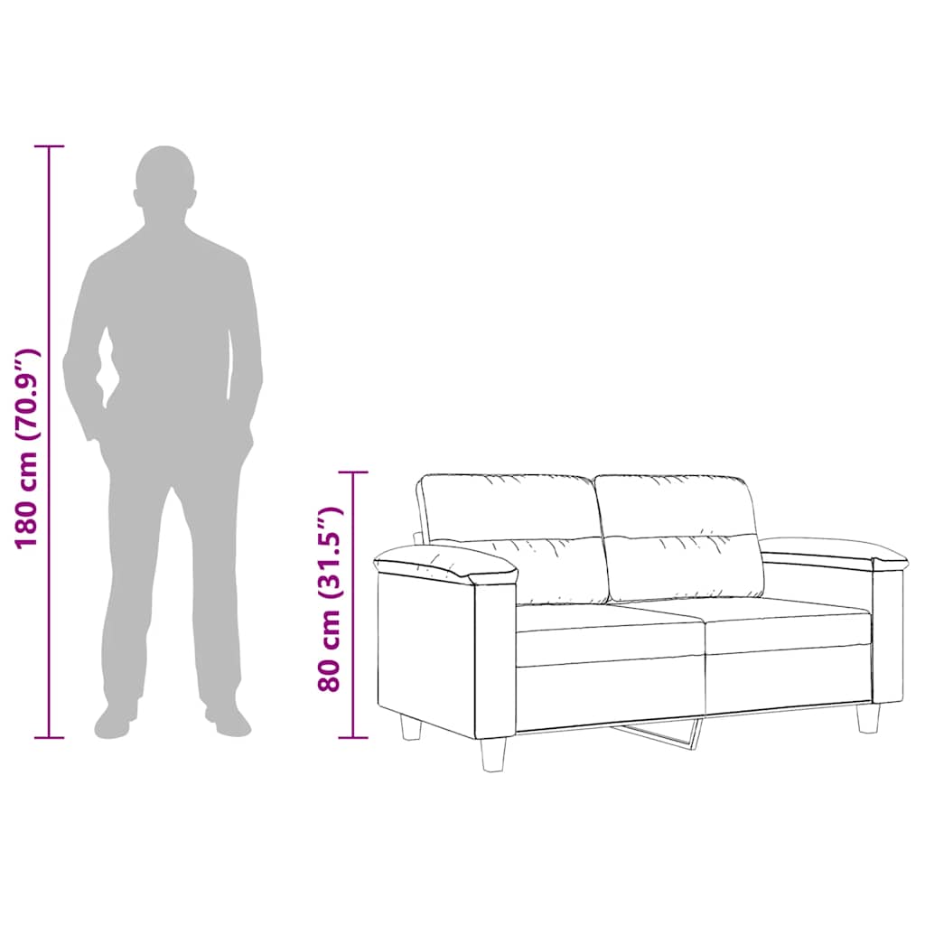 Divano a 2 Posti Beige 120 cm in Tessuto Microfibra