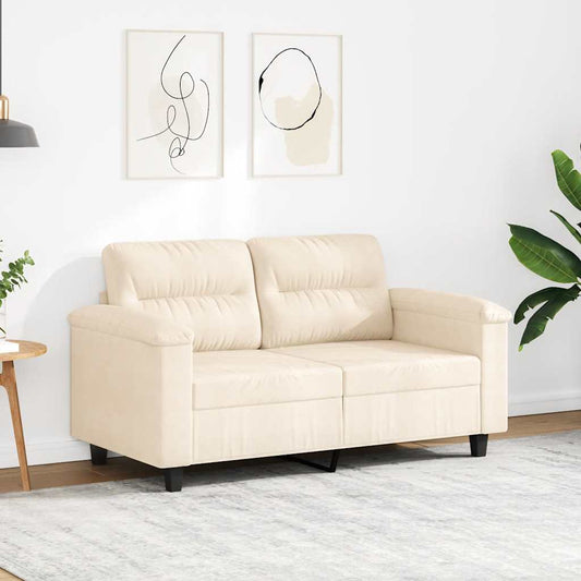 Divano a 2 Posti Beige 120 cm in Tessuto Microfibra | homemem39