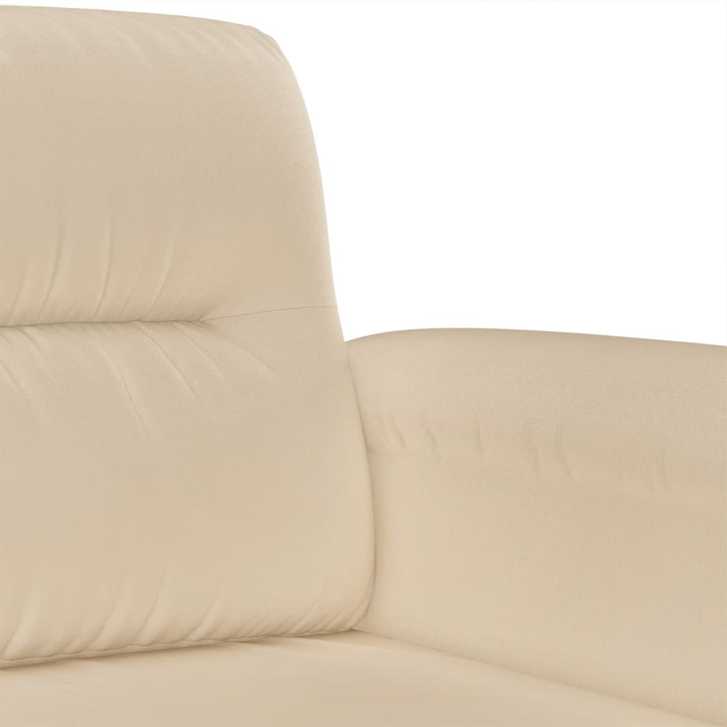 Divano a 2 Posti Crema 140 cm in Tessuto Microfibra - homemem39