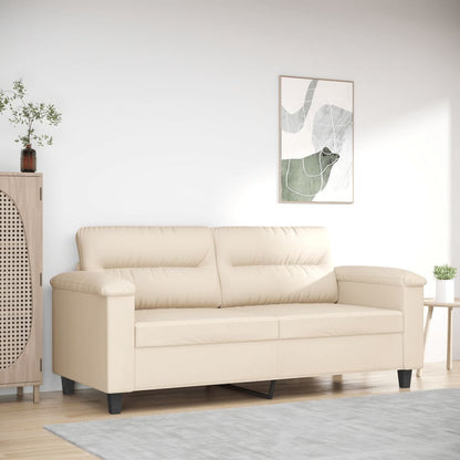 Divano a 2 Posti Beige 140 cm in Tessuto Microfibra - homemem39