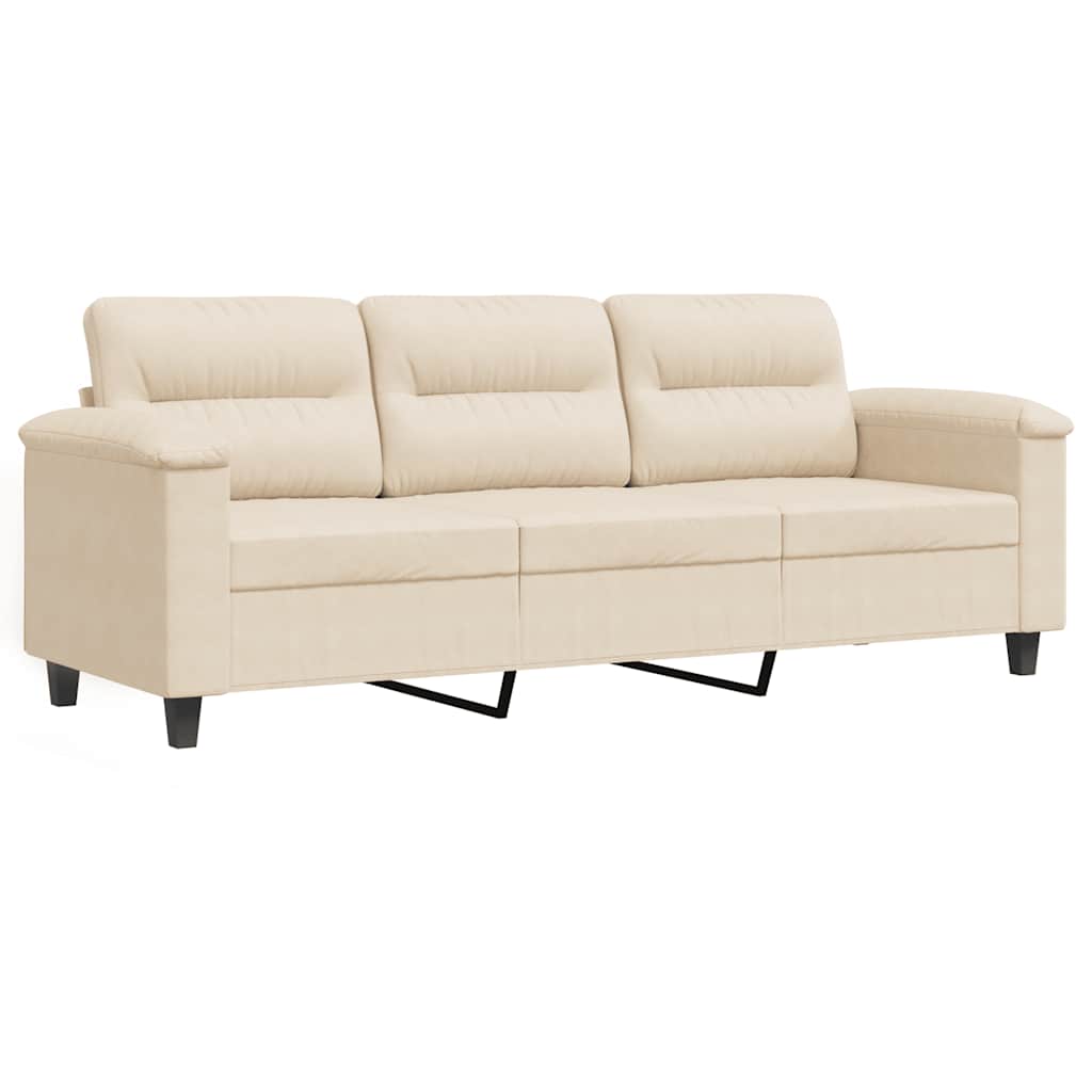 Divano a 3 Posti Beige 180 cm in Tessuto Microfibra | homemem39