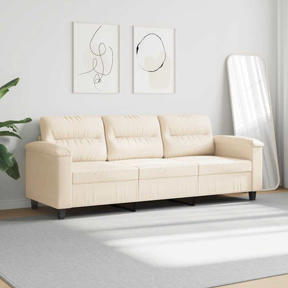 Divano a 3 Posti Beige 180 cm in Tessuto Microfibra | homemem39