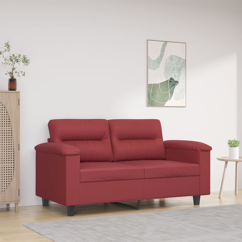 Divano a 2 Posti Rosso Vino 120 cm in Similpelle | homemem39