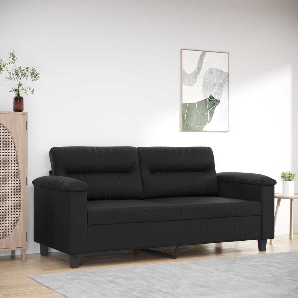 Divano a 2 Posti Nero 140 cm in Similpelle - homemem39