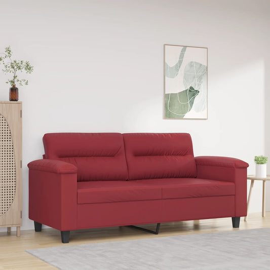 Divano a 2 Posti Rosso Vino 140 cm in Similpelle | homemem39