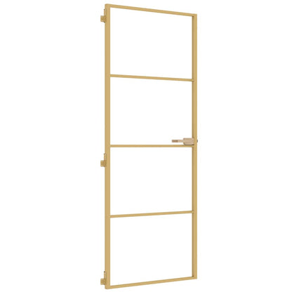 Porta Interni Sottile Oro 76x201,5cm Vetro Temperato Alluminio