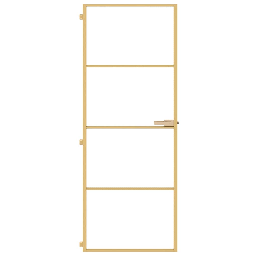 Porta Interni Sottile Oro 76x201,5cm Vetro Temperato Alluminio | homemem39