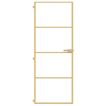 Porta Interni Sottile Oro 76x201,5cm Vetro Temperato Alluminio | homemem39