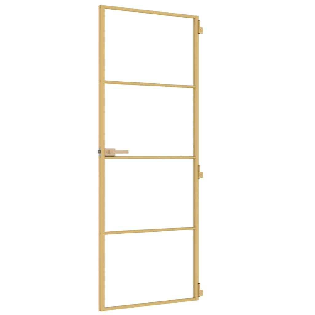 Porta Interni Sottile Oro 76x201,5cm Vetro Temperato Alluminio | homemem39
