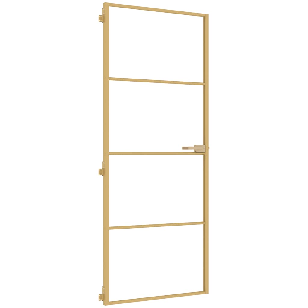 Porta Interni Sottile Oro 83x201,5cm Vetro Temperato Alluminio | homemem39