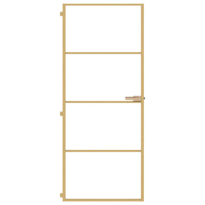 Porta Interni Sottile Oro 83x201,5cm Vetro Temperato Alluminio | homemem39